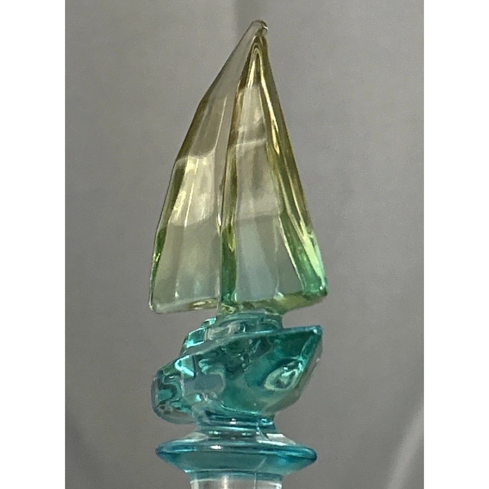 Bottle Stopper Sailboat Teal Yellow Wine Barware Nautical Maritime Handcrafted - Picture 7 of 11